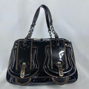 Fendi Deep Blue Patent B Handbag